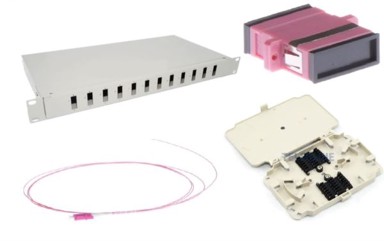 NFO Patch panel 1U 19" zatvoreni, višemodni 12x SC OM4 duplex adapter, set
